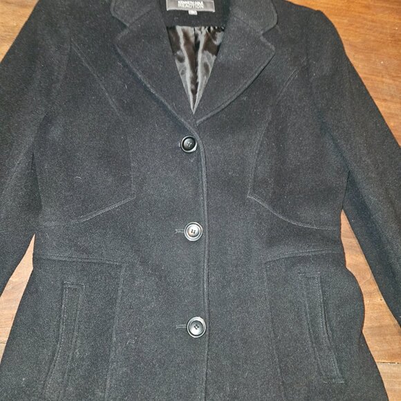 Long Black Pea coat Women's size 12 Kenneth Cole Reaction - Picture 3 of 7